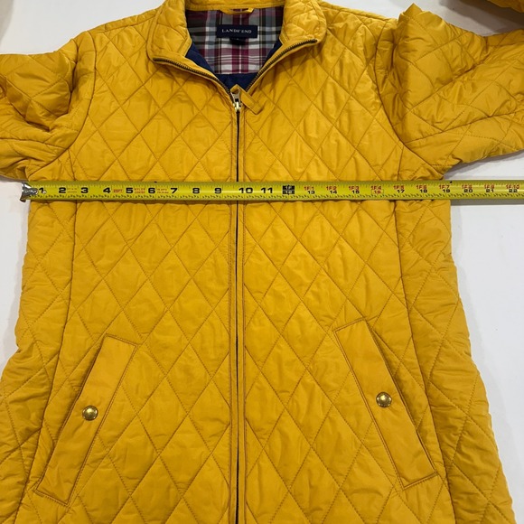 Lands' End Quilted Barn Jacket Women Size S 6-8 Yellow Plaid Lined | Preppy - Picture 8 of 9